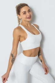 White Sports Bra Gathered Yoga Fitness Beauty Back Vest-Style Sports Women Bra