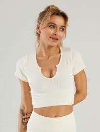 Women Short Sleeve Low-cut Seamless Shirts