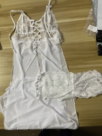White Lace Lingerie Dress with Matching Underwear