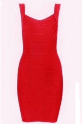 Halter Slim Sleeveless Backless Bandage Dress Red