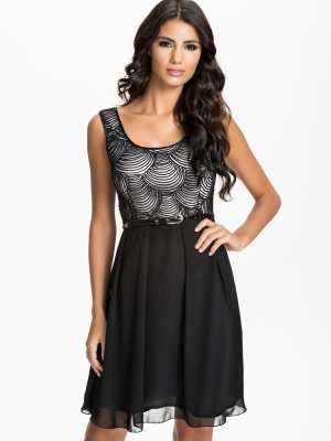 Sexy Black scale pattern Overlay Dress