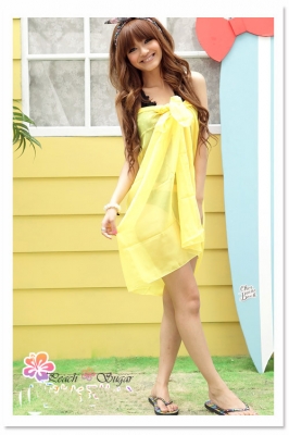 Sheer Chiffon Sarong Yellow  Dress