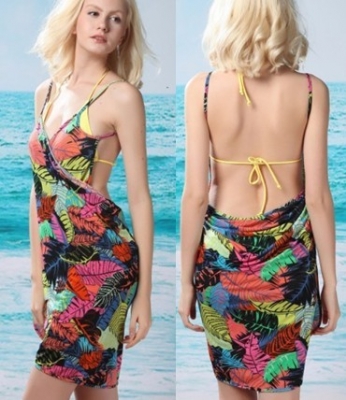 Tree leaves cover up dress
