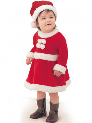 Lovely Baby Girls' Christmas Santa Long-sleeve Baby Romper