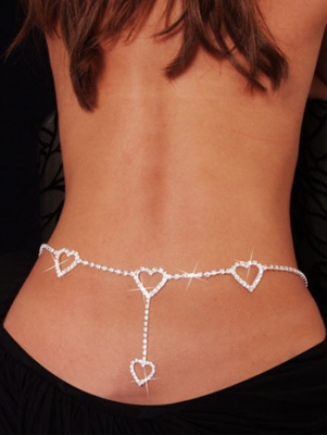 Sexy Hearts Rhinestone Belly Chain