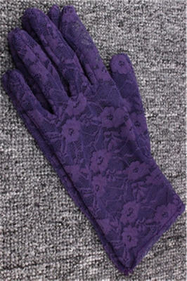 Lace Floral Crocheted Sun Protective Short Knitted Gloves Purple