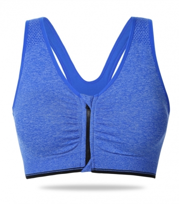 Sexy Women Sport Bra With Zip Blue