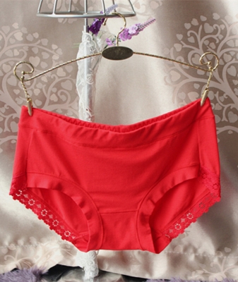 Womens Comfort Middle Waist Bamboo Fiber Brief Panty Red