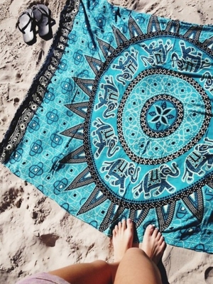 Blanket Throw Turkish Printed Beach Towel Blue