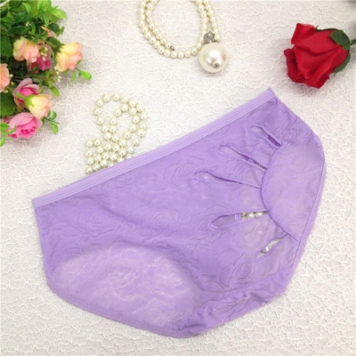 Women Sexy Underpants Hollow out on Back Purple