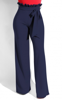 Women bow-knot high waist loosen trousers