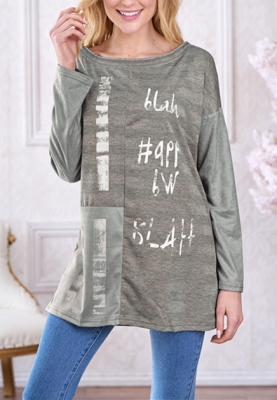 Women Personalized O-neck  Patchwork with Letter print T-shirt Tops