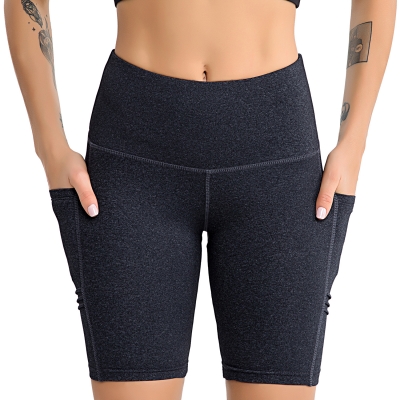Matte Black Yoga Clothing Fema​​le Yoga Five-Pants Sports Fitness Side Mobile Phone Pocket Fitness Woman Shorts 