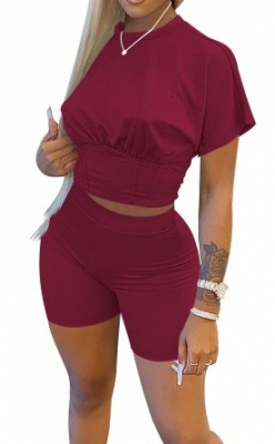 Women's Half Sleeve Round Neck Sport Solid Color Casual Short Leisure Suit Bodycon