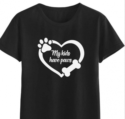  Women's My Kids Have Paws Graphic Print Tee Round Neck Short Sleeve T Shirt 