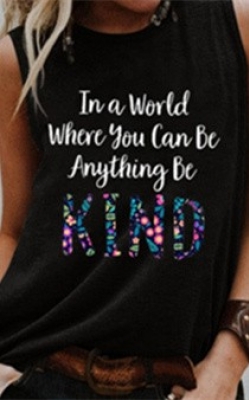 Women Tank Tops Be Kind Graphic Print Vest Casual Sleeveless Tops