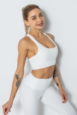 White Sports Bra Gathered Yoga Fitness Beauty Back Vest-Style Sports Women Bra