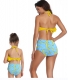 2 Pieces  Fresh Atrovirens Strappy Mommy and Me Scollop Edge Swimsuit