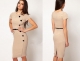 Khaki Fashion Slimming Midi Dress with Buttons