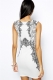 Elegant Black Floral Mesh Print Mini Dress White