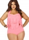 Plus size high waisted  fringe bikinis hot sale in pink