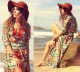 Summer Beach Bohemian Style Long-sleeve Chiffon Cardigan with 9 Buttons