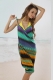 Blue And Purple Geometric Front Cross Beach Cover-up