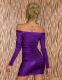 Purple Ruched Off-shoulder Sleeves Mini Dress