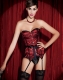 Red Corset with Black Lace Overlay