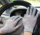 Lace Floral Crocheted Sun Protective Short Knitted Gloves Grey