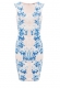 Stylish Elegant Floral Blue And White Porcelain Print Midi Dress