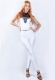 White Closefitting Embroidered Neck Jumpsuit