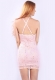 Fashion Club Sequin Mesh Floral Lace Open Back Sexy Strap Mini Dress Pink
