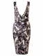 ant Women Bandage Deep V-Neck Floral Print Open Back Sleeveless White Midi Dress