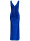 Elegant Maxi Dress Deep V-Neck Backless Wrinkle Evening Dress Blue