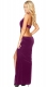 Fashion Sequin Backless High Split Dress Purple