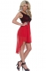 Women Chiffon Patchwork Lace Sleeveless Skater Dress Red