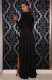 Black Latex High Split Front Body Suit Maxi Dress