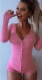Sexy Women V-Neck Long Sleeve Jumpsuits Pink