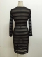 Hot Sale Women Stripes Illusion Bodycon Dress Black