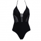 New Fashion V-Neck Strappy One Piece Swimwear Black