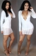 Newest Long Sleeve Deep V-Neck Patchwork Bodycon Dress White