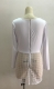 Newest Long Sleeve Deep V-Neck Patchwork Bodycon Dress White