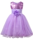 Little Girls' Sequin Mesh Flower Ball Gown Party Dress Tulle Prom Purple