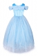 Girls Kids Blue Princess Cinderella Costume Cosplay Fancy Short Sleeve Butterflies Dress