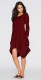 Women's Basic Long Sleeve Pockets Casual Swing Plain Tshirt Dress Wine Red