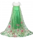 New Princess Party Dress Costume With Flower Cape Green