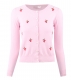 Womens Button Down Long Sleeve Knit Cherry Basic Cardigan Sweater Pink