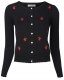 Women's Button Down Long Sleeve Knit Cherry Basic Cardigan Sweater Black