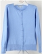 Women Button Down Crew Neck Long Sleeve Soft Knit Cardigan Sweater Blue